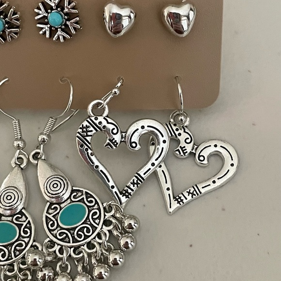 Filigree Heart Snowflake Earrings Set - Picture 4 of 5